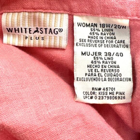 Linen Button Down Women's 18/20W Embellished Cottagecore Grannycore Summer Beach - Picture 5 of 10